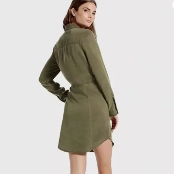 Lucky Brand | Dresses | Lucky Brand Army Green Long Sleeve Button Front  Dress | Poshmark